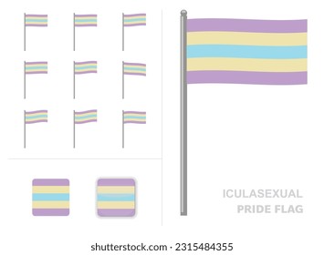 Iculasexual Pride Flag Waving Animation App Icon Vector