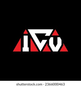 Diseño del logotipo de la letra del triángulo ICV con forma de triángulo. Monograma de diseño del logotipo del triángulo ICV. Plantilla de logotipo vectorial de triángulo ICV con color rojo. Logo triangular de ICV Diseño sencillo, elegante y lujoso.