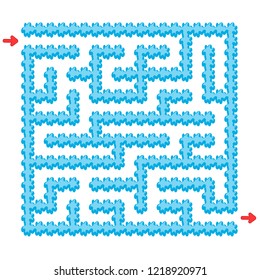 Icy blue square maze. Game for kids. Puzzle for children. Easy level of difficulty. Labyrinth conundrum. Flat vector illustration isolated on white background. Cartoon style