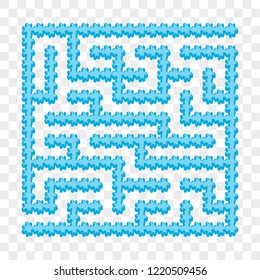 Icy blue square maze. Game for kids. Puzzle for children. Easy level of difficulty. Labyrinth conundrum. Flat vector illustration isolated on transparent background
