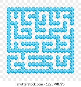 Icy blue square maze. Game for kids. Puzzle for children. Easy level of difficulty. Labyrinth conundrum. Flat vector illustration isolated on transparent background