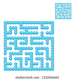 Icy blue square maze. Game for kids. Puzzle for children. Easy level of difficulty. Labyrinth conundrum. Flat vector illustration isolated on transparent background. With the answer