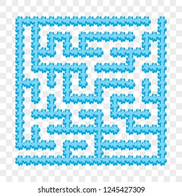 Icy blue square maze. Game for kids. Puzzle for children. Easy level of difficulty. Labyrinth conundrum. Flat vector illustration isolated on transparent background