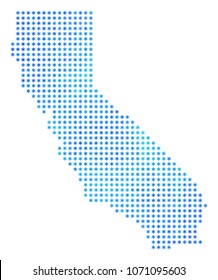 Icy California Map. Vector geographic map in blue frost colors. Vector pattern of California Map done of snow flakes.