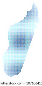 Icy Madagascar Island Map. Vector geographic map in blue frosty colors. Vector collage of Madagascar Island Map constructed of snowflakes.