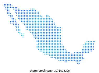 Icy Mexico Map. Vector geographic map in blue ice colors. Vector concept of Mexico Map made of snowflakes.