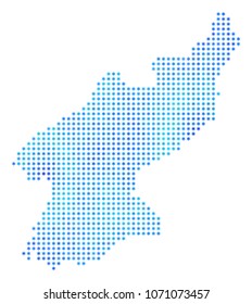 Icy North Korea Map. Vector geographic map in blue icy colors. Vector mosaic of North Korea Map designed of ice crystals.