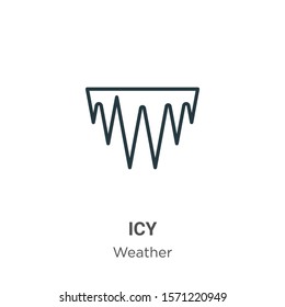 Icy outline vector icon. Thin line black icy icon, flat vector simple element illustration from editable weather concept isolated on white background