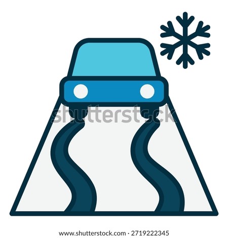 Icy road icon that is slippery for cars to pass through