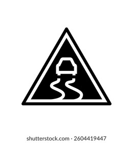 icy roads car driving obstacles glyph icon vector. icy roads car driving obstacles sign. isolated symbol illustration