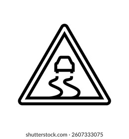 icy roads car driving obstacles line icon vector. icy roads car driving obstacles sign. isolated contour symbol black illustration