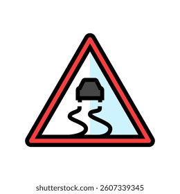 icy roads car driving obstacles color icon vector. icy roads car driving obstacles sign. isolated symbol illustration