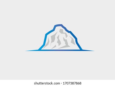 Icy rocky mountain logo concept, simple, flat design