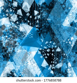 textura sin costura helada con cristales y anillos pequeños. Patrón azul. Resumen de fondo vectorial para página web, fondo de banners, tela, decoración doméstica, envoltura, diseño de años nuevos