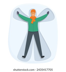 Icy snow angel icon cartoon vector. Family holiday fun. Best kids playing