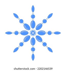 Icy snowflake, elegant vector color image in blue tones