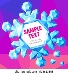 Icy snowflake with text. Vector illustration.
