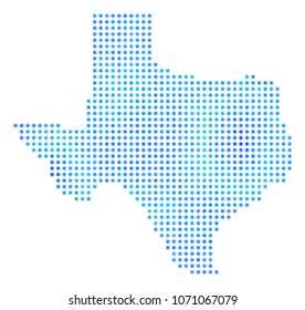 Icy Texas Map. Vector geographic map in blue frost colors. Vector mosaic of Texas Map made of snow dots.