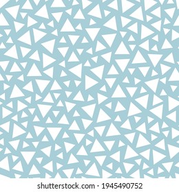 Icy texture with small ornamental triangles. Surface seamless pattern. Great for printing, packaging. Vector illustration.