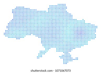 Icy Ukraine Map With Crimea. Vector geographic map in blue cold colors. Vector concept of Ukraine Map With Crimea composed of ice crystals.