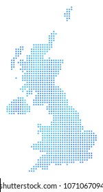 Icy United Kingdom Map. Vector geographic map in blue frosty colors. Vector composition of United Kingdom Map constructed of snow crystals.