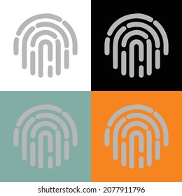 ID-App-Symbol. Fingerabdruck-Vektorgrafik auf weißem, isoliertem Hintergrund, mobiler Fingerabdruck-Vektorgrafik auf weißem, schwarz, grauem, orangefarbenem Hintergrund
