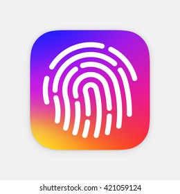 ID App icon template. Fingerprint vector illustration. Mobile application icon. Vector colorful id icon