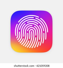 ID App icon template. Fingerprint vector illustration. Mobile application icon. Vector colorful id icon