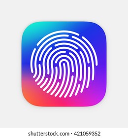 ID App icon template. Fingerprint vector illustration. Mobile application icon. Vector colorful id icon