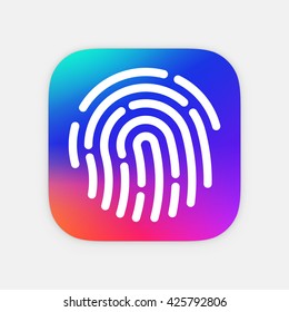 ID App icon template. Fingerprint vector illustration. Mobile application icon. Vector colorful id icon