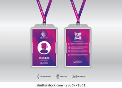 id badge design template with abstract background, id card two sides template