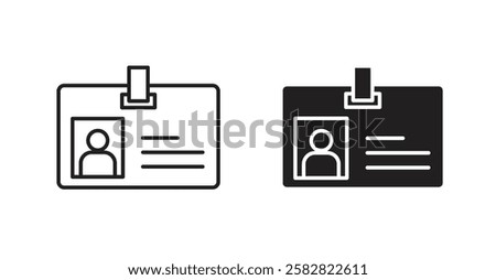 Id badge filled and outlined icons vectors on white background