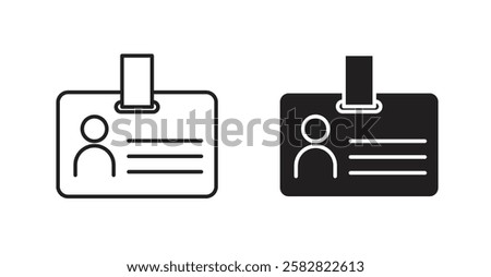 Id badge filled and outlined icons vectors on white background