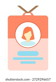 ID-Badge-Symbol Personalausweis. Identifizierungsdokument mit Personenfoto. Flaches Plastikidentitätsdokumentsymbol. Logo des Sicherheitskennzeichens. Personalausweis einzeln auf Hintergrund. Vektorgrafik