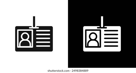 ID badge icon flat line symbol set.
