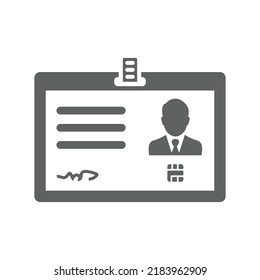 Id, icono de insignia. Gráficos vectoriales grises.