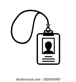 Id badge icon. Identification card with lanyard, badge sign – stock vector