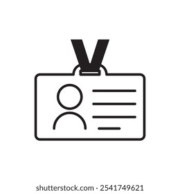 Ícone do crachá de ID. Vetor do símbolo de identificação. Forma de cartão de funcionário. Marca de nome preta.
