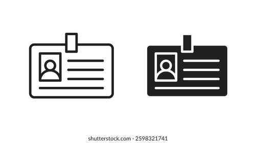 Id badge icon outlined icon vector collection.