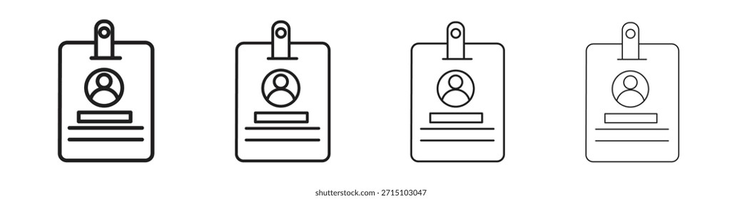 Conjunto de iconos de identificación. Una colección de simples iconos negros de trazos finos