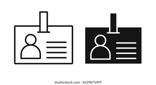 Id badge icon set on white background