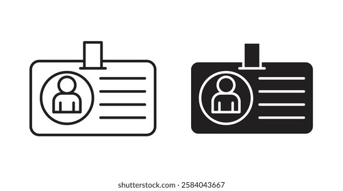 Id badge icon set in thin line. vector illustrations for web