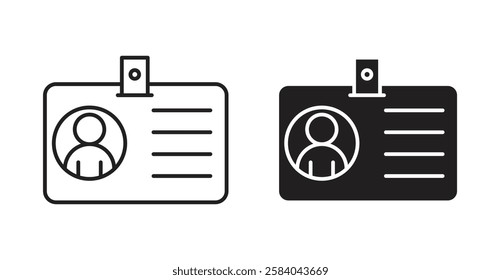 Id badge icon set in thin line. vector illustrations for web