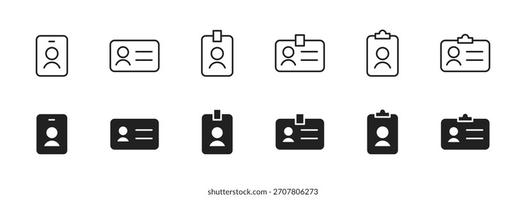 ID badge icon. User identification card with avatar and text lines vector. Office pass for employee access and identity verification symbol. Professional member document sign. Secure profile concept.