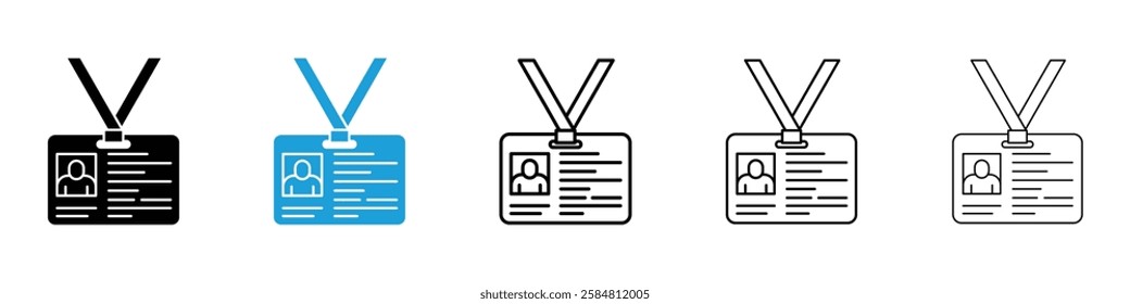 Id badge icons collection vectors in black and blue