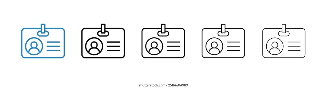 Id badge icons in five different stroke sizes