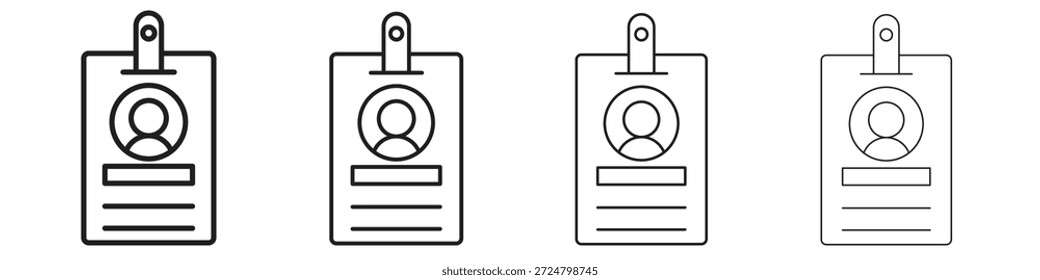 ID Badge Symbole Linie Vektorsammlung. Pixel perfektes Vektorsymbol
