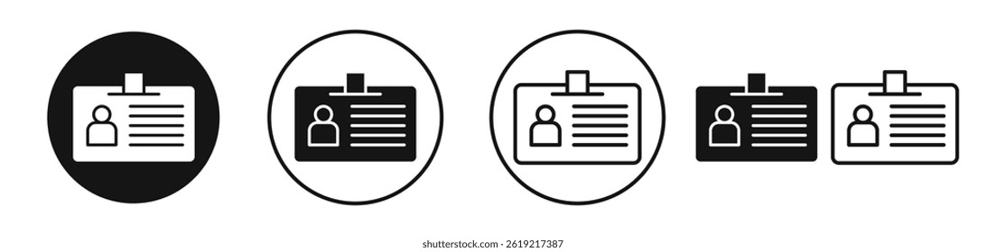 Id badge icons set in solid black and stroke line style