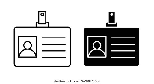Id badge icons solid and thin line.