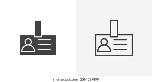 Id badge icons vectors illustrations in black fill and liner versions